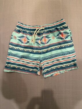 Burnside Men’s Medium Aqua Aztec Pattern Hybrid Hybrid Shorts Swim Trunks Size L